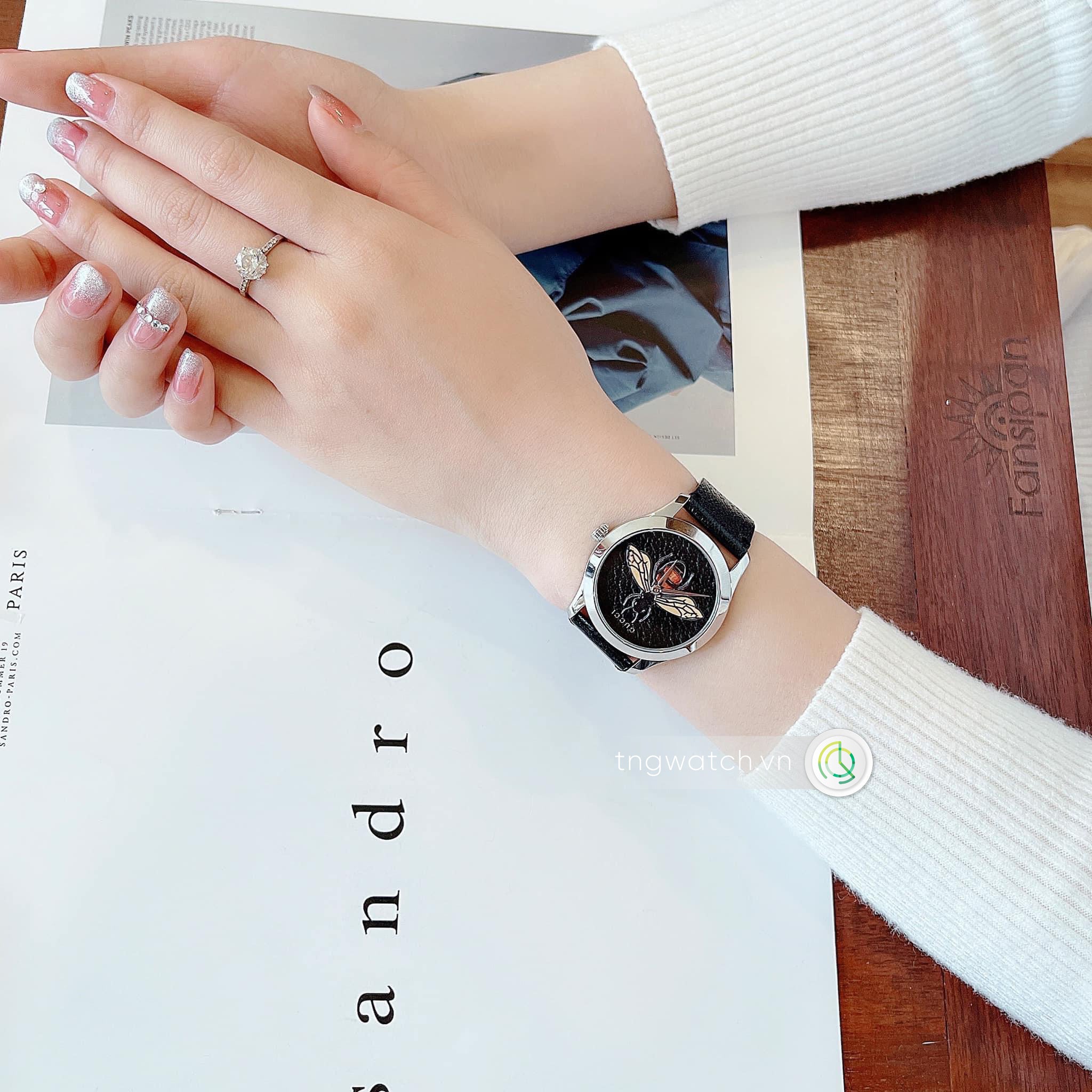 Unisex Gucci G-Timeless Black Leather Watch -YA1264067